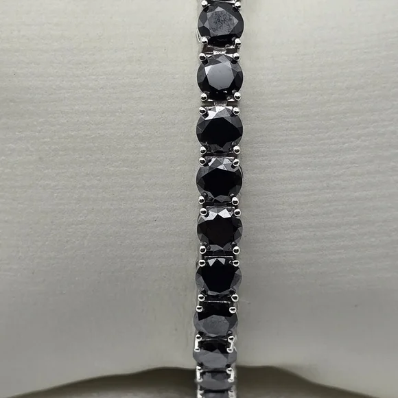 Luxury Black Moissanite & Sterling Silver Tennis Bracelet